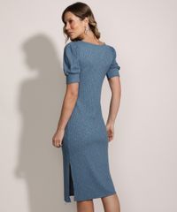 Vestido-Feminino-Midi-Comfy-com-Fenda-Manga-Curta-Bufante-Azul-9961294-Azul_2