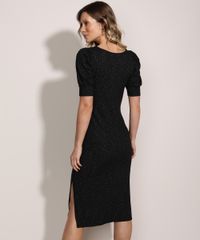 Vestido-Feminino-Midi-Comfy-com-Fenda-Manga-Curta-Bufante-Preto-9961294-Preto_2