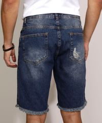 Bermuda-Jeans-Masculina-Slim-Destroyed-com-Bolsos-Azul-Escuro-9962613-Azul_Escuro_2
