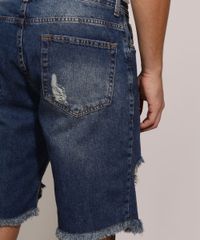 Bermuda-Jeans-Masculina-Slim-Destroyed-com-Bolsos-Azul-Escuro-9962613-Azul_Escuro_5