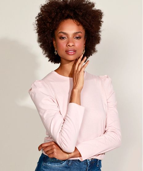 Blusa-Feminina-Basica-Manga-Bufante-Decote-Redondo-com-Certificacao-C2C™-Rose-9954379-Rose_1