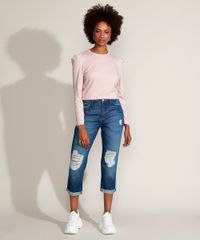 Blusa-Feminina-Basica-Manga-Bufante-Decote-Redondo-com-Certificacao-C2C™-Rose-9954379-Rose_3