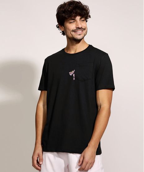 Camiseta-Masculina-Pantera-Cor-de-Rosa-Manga-com-Bolso-Curta-Gola-Careca-Preta-9968106-Preto_1