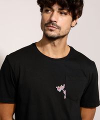 Camiseta-Masculina-Pantera-Cor-de-Rosa-Manga-com-Bolso-Curta-Gola-Careca-Preta-9968106-Preto_2
