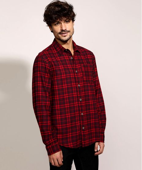 Camisa-de-Flanela-Masculina-Tradicional-Estampada-Xadrez-Manga-Longa-Vinho-9813189-Vinho_1