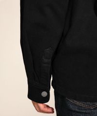 Camisa-de-Sarja-Masculina-Overshirt-com-Bolsos-Manga-Longa-Preta-9944966-Preto_5