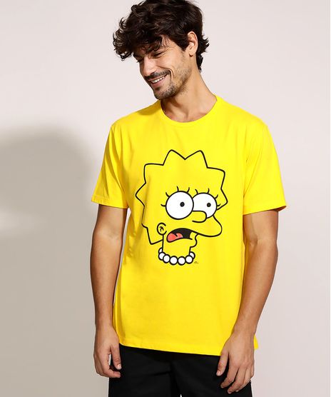 Camiseta-Masculina-Lisa-Simpson-Manga-Curta-Gola-Careca-Amarela-9960877-Amarelo_1