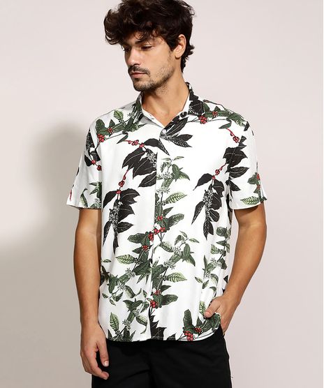 Camisa-Masculina-Tradicional-Estampada-de-Folhagem-Cafe-Manga-Curta-Branca-9974322-Branco_1