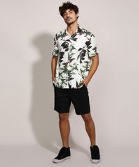 Camisa-Masculina-Tradicional-Estampada-de-Folhagem-Cafe-Manga-Curta-Branca-9974322-Branco_3