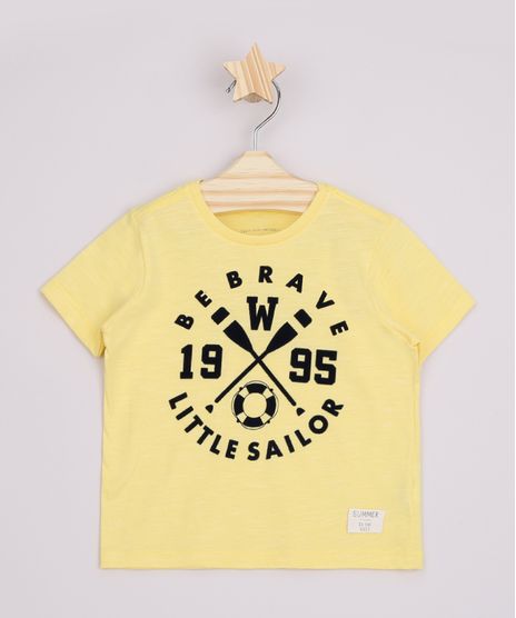 Camiseta-Infantil--Be-Brave-Little-Sailor--Flocada-Manga-Curta-Amarela-9964072-Amarelo_1