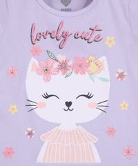 Blusa-Infantil-Gatinha--Lovely-Cute--com-Glitter-Manga-Curta-Lilas-9964681-Lilas_2