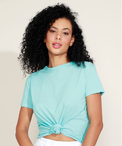 Blusa-Feminina-Basica-com-No-Manga-Curta-Decote-Redondo-Azul-Turquesa-9883921-Azul_Turquesa_1