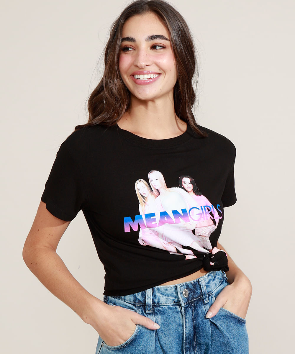 Blusa Feminina Meninas Malvadas Manga Curta Preta