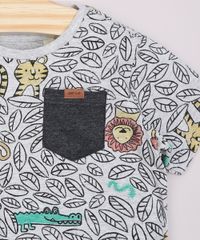 Camiseta-Infantil-Estampada-de-Animais-com-Bolso-Manga-Curta-Cinza-Mescla-9963410-Cinza_Mescla_2