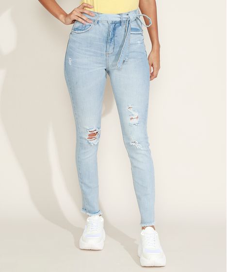 calça jeans feminina cintura alta com cinto