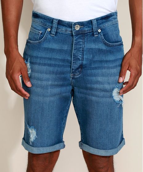 Bermuda-Jeans-Masculina-Ciclos-Slim-Destroyed-com-Certificacao-C2C™-Azul-Medio-9957124-Azul_Medio_1