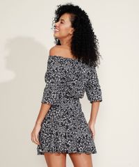 Vestido-Feminino-Curto-Ciganinha-Estampado-Floral-com-Cordao-Manga-3-4-Preto-9942322-Preto_2
