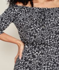Vestido-Feminino-Curto-Ciganinha-Estampado-Floral-com-Cordao-Manga-3-4-Preto-9942322-Preto_4
