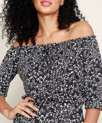 Vestido-Feminino-Curto-Ciganinha-Estampado-Floral-com-Cordao-Manga-3-4-Preto-9942322-Preto_5