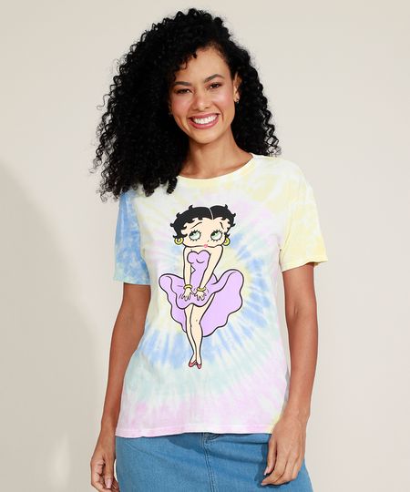 Blusa-Feminina-Betty-Boop-Estampado-Tie-Dye-Manga-Curta-Decote-Redondo-Multicor-9967639-Multicor_1