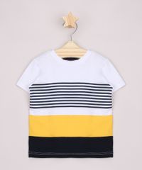 Camiseta-Infantil-com-Recortes-e-Listras-Manga-Curta-Amarela-9946876-Amarelo_1