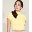 Blusa-Feminina-Canelada-com-Botoes-Manga-Curta-Gola-Alta-Amarela-9957943-Amarelo_1