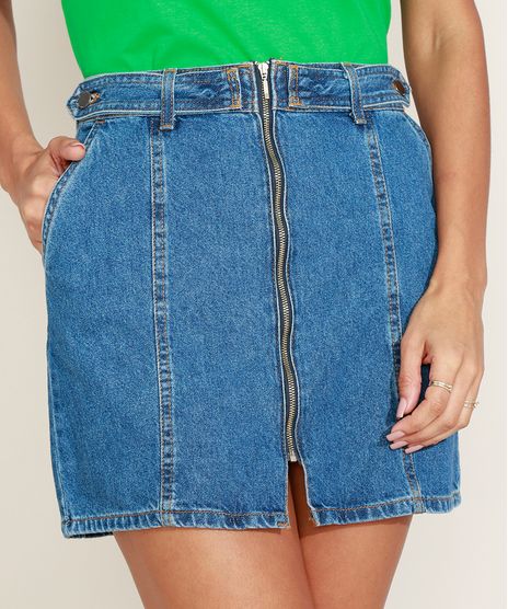 Saia-Jeans-Feminina-Curta-com-Ziper-Frontal-Azul-Medio-9964623-Azul_Medio_1