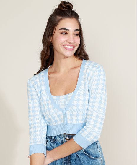 Cardigan-Feminino-em-Trico-Cropped-Estampado-Xadrez-Azul-Claro-9972541-Azul_Claro_1