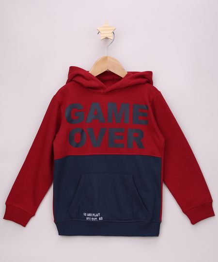 Blusao-de-Moletom-Infantil--Game-Over--com-Capuz-e-Bolso-Canguru-Vinho-9798292-Vinho_1