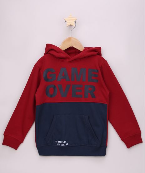 Blusao-de-Moletom-Infantil--Game-Over--com-Capuz-e-Bolso-Canguru-Vinho-9798292-Vinho_1