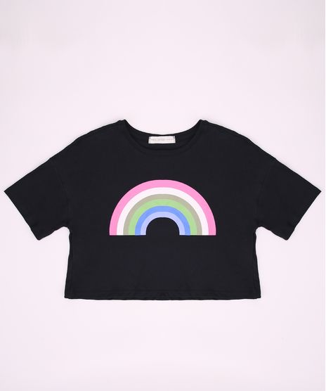 Blusa-Juvenil-Cropped-Arco-Iris-Manga-Curta-Preta-9963334-Preto_1