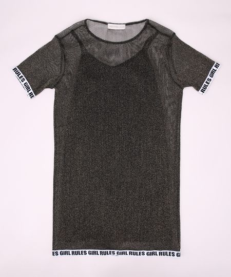 Vestido-de-Tule-Juvenil-com-Brilho-Manga-Curta-Decote-Redondo-Preto-9966407-Preto_1