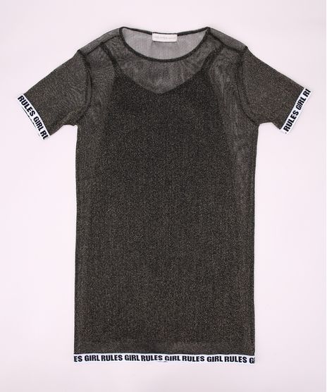 Vestido-de-Tule-Juvenil-com-Brilho-Manga-Curta-Decote-Redondo-Preto-9966407-Preto_1
