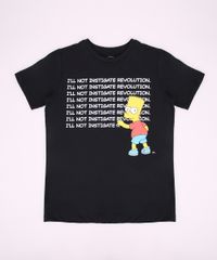 Camiseta-Juvenil-Bart-Simpsons--I-ll-Not-Instigate-Revolution--Manga-Curta-Gola-Careca-Preta-9957280-Preto_1