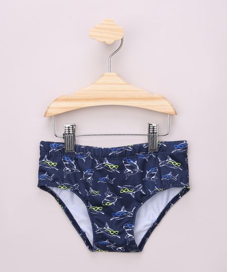 Sunga-Infantil-Slip-Estampada-de-Tubaroes-com-Protecao-UV50--Azul-Marinho-9964877-Azul_Marinho_1