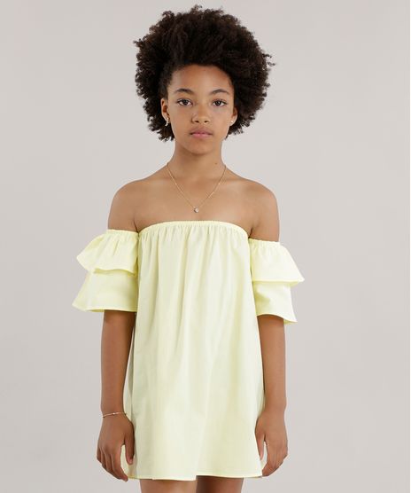 Vestido-Ombro-a-Ombro-com-Babados-Amarelo-Claro-8655897-Amarelo_Claro_1