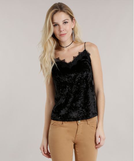 Regata-em-Veludo-Molhado-com-Renda-Preta-8716164-Preto_1