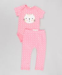 Calca-Gato-Estampada-de-Coracoes-em-Algodao---Sustentavel-Rosa-8580578-Rosa_3