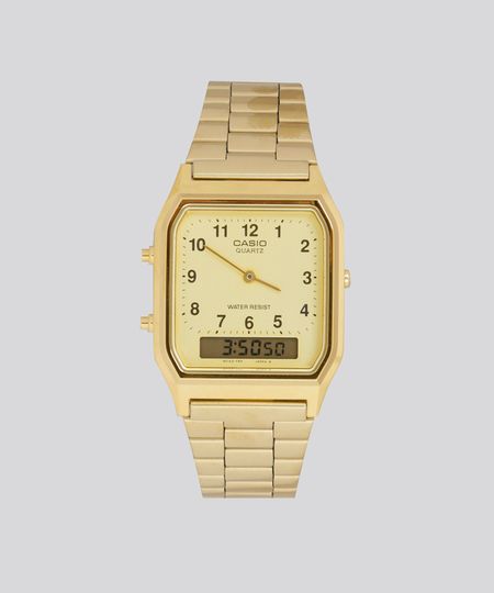 Relógio Analógico Casio Feminino - AQ230GA9BMQU Dourado - Único Menor preço em Relógio Analógico Casio Feminino - AQ230GA9BMQU Dourado - Único
