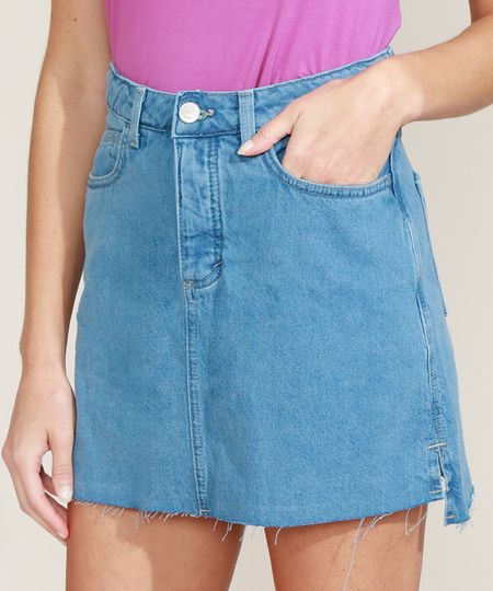 Saia-Jeans-Feminina-Ciclos-Curta-com-Bolsos-com-Certificacao-C2C™-Azul-Claro-9956798-Azul_Claro_1