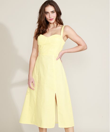 Vestido-Feminino-Mindset-Midi-Estampado-Xadrez-Vichy-com-Fenda-Alca-Media-Amarelo-9970607-Amarelo_1