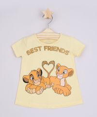 Blusa-Infantil-Ampla-Simba-e-Nala-O-Rei-Leao--Best-Friends--Manga-Curta-Amarelo-9969035-Amarelo_1