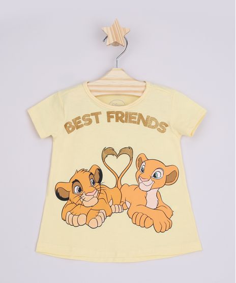 Blusa-Infantil-Ampla-Simba-e-Nala-O-Rei-Leao--Best-Friends--Manga-Curta-Amarelo-9969035-Amarelo_1