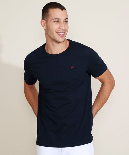 Camiseta-Masculina-Basica-com-Bordado-Manga-Curta-Gola-Careca-Azul-Marinho-9964823-Azul_Marinho_1