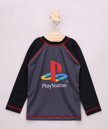 Camiseta-de-Praia-Infantil-Raglan-Playstation-Manga-Longa-com-Protecao-UV50--Preto-9964876-Preto_1