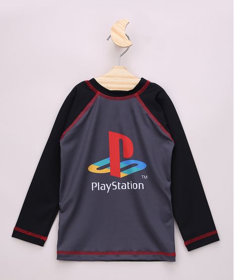 Camiseta-de-Praia-Infantil-Raglan-Playstation-Manga-Longa-com-Protecao-UV50--Preto-9964876-Preto_1