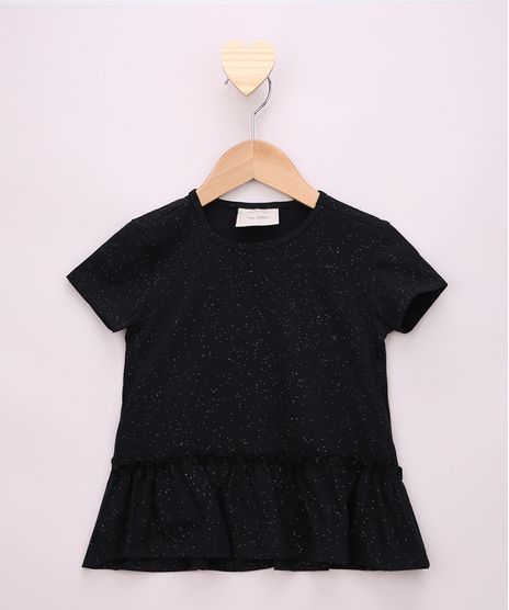 Blusa-Infantil-Basica-com-Glitter-e-Babado-Manga-Curta-Preta-9954811-Preto_1