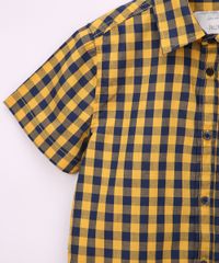 Camisa-Infantil-Estampada-Xadrez-com-Bolso-Manga-Curta-Amarelo-9808447-Amarelo_3