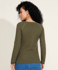 Sueter-de-Trico-Feminino-com-Textura-Decote-Redondo-Verde-Escuro-9814953-Verde_Escuro_2