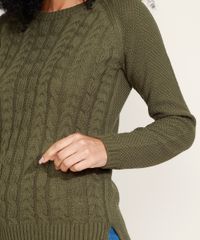 Sueter-de-Trico-Feminino-com-Textura-Decote-Redondo-Verde-Escuro-9814953-Verde_Escuro_4